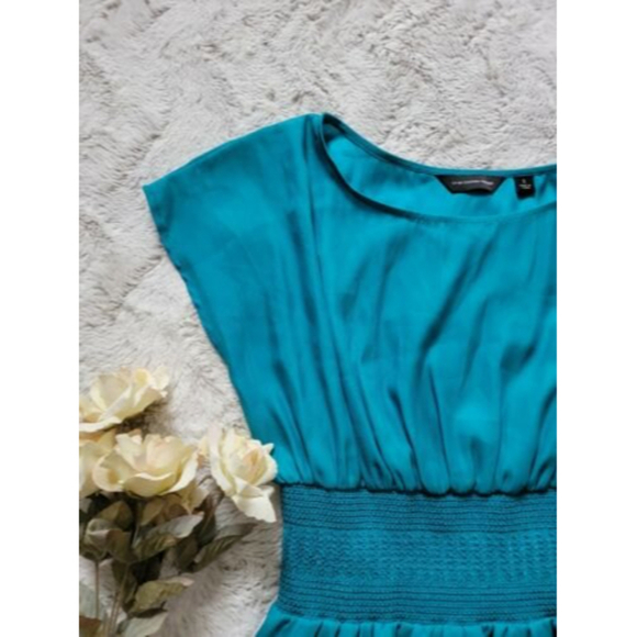 ✨CL CV By Cynthia Vincent Blue Thick Banded Waist Spanish Flare Short Sleeve Sm - Picture 6 of 13